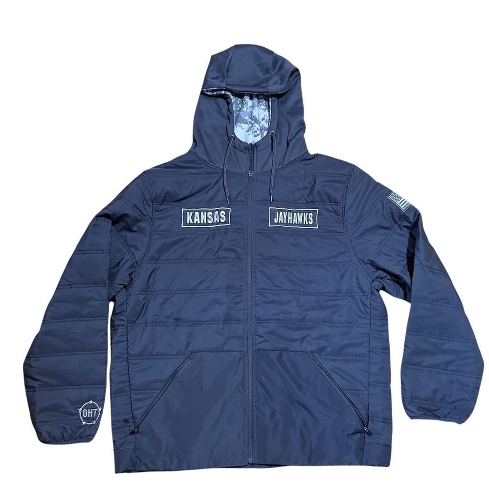 Colosseum Men's 2XL‎ Kansas Jayhawks Camo Puffer Jacket Full-Zip Hooded KU
